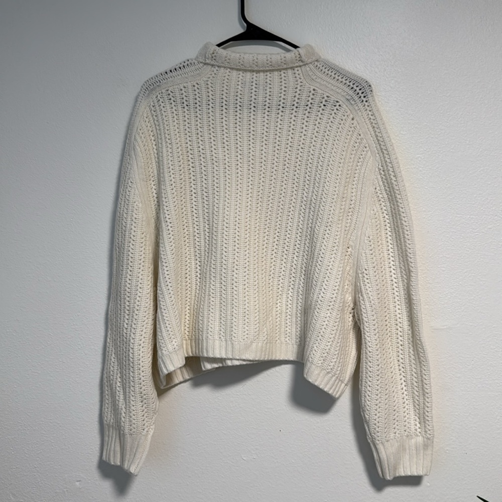 Madewell Pointelle-Stitch Mockneck Sweater in Heather Ivory - Picture 12 of 15